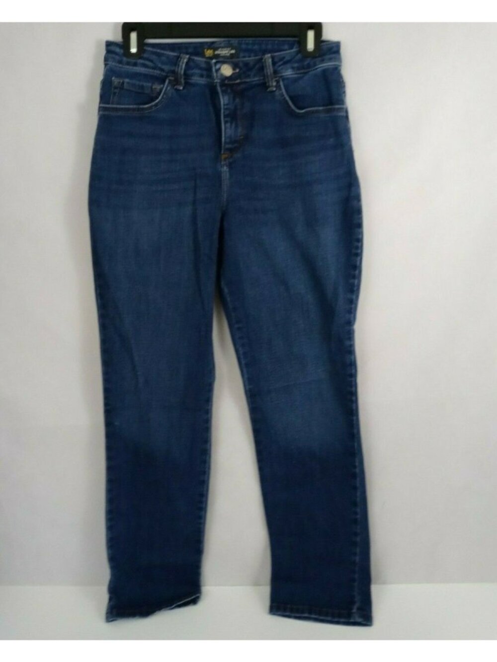 Lee Womens Petite Relaxed Fit Straight Leg High Rise Slimming Jeans Size 6P